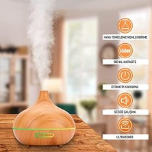 Büyük 500 ml Hava Nemlendirici Ultrasonik Ortam Nemlendirici Oda Nemlendirici Işıklı Buharlı Nemlendirici Ayarlanabilir Zamanlayıcılı Otomatik Kapanma Özelliği Nemlendirici LED Işıklı Buhar Makinesi (Koyu Ahşap)