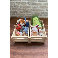2 Adet Çocuk Odası Toparlayıcı- Oyuncak Toparlayıcı Ahşap Sepet-Organizer