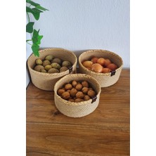 3lü Jüt Hasır Sepet, Mutfak Düzenleyici, Organizer Jüt Sepet, 3 Set Jüt Hasır Sepet