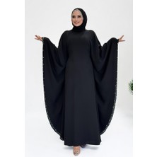 Taş Detaylı Yarasakol Gizli Ip Kuşaklı Elbise 3969 Siyah