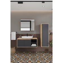 Lale 100 cm %100 Mdf Lavabolu Banyo Dolabı + Aynalı Dolap + Boy Dolabı