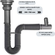 Desiphon Çamaşır ve Bulaşık Makine Girişli Körüklü Lavabo Sifonu