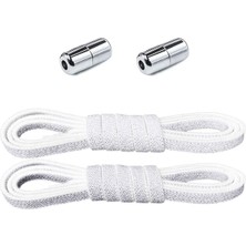 Ayarlanabilir 1 Çift Gümüş Simli Vidalı Kapsül Uçlu 6 mm Lastik Pratik Bağcık