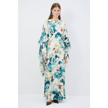 Adl Kolu Volanlı Uzun Elbise Emp.mavi 12445112000