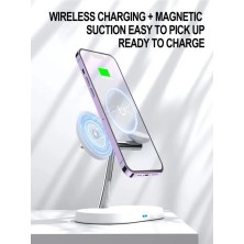 3'lü Wireless Kablosuz Şarj Standı Apple - Android Uyumlu 15W Hızlı Şarj Kulaklık - Saat Şarj Standı