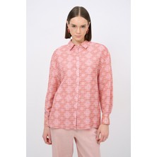 Love My Body Desenli Keten Gömlek