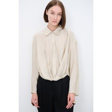 Love My Body V Yaka Büzgülü Gömlek