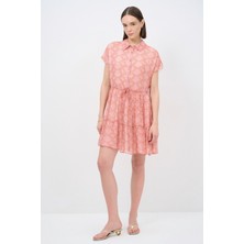 Love My Body Desenli Kısa Şifon Elbise