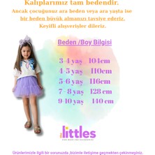 Kız Çocuk Stiç Baskılı Simli Pamuklu Kumaş Eteği Tütülü Astarlı Beli Lastikli Mor Renk Ikili Takım