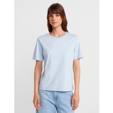 31763 Bisiklet Yaka T-Shirt-Açık Mavi