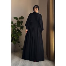 Ande Tesettür Pelerinli Elbise-Siyah