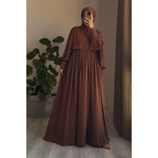 Ande Tesettür Pelerinli Elbise-Taba