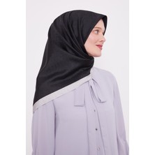 Siyah-Gri Halka Desen Monogram Eşarp