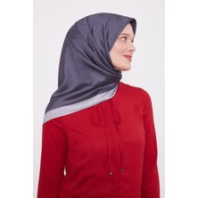 Antrasit Halka Desen Monogram Eşarp