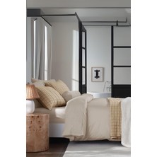 Evlen Home Collection %100 Pamuk Çift Kişilik Yatak Örtüsü Seti Taş Yıkama 3 Parça Elyaf Dolgulu Yumuşak Joy Bej