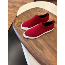 4224 Kırmızı Triko Erkek Sneakers - Erkek Spor Ayakkabı