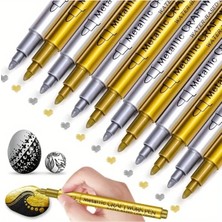 Altın Metalik Marker Kaligrafi Kalemi, Cam Kalemi, Davetiye, Süsleme, Düğün Imza, Bardak Yazı-2 Ad