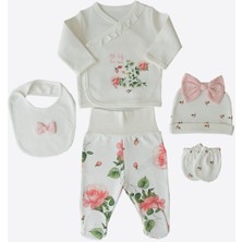 Organik Love Roses 5'li Hastane Çıkış Set Ekru