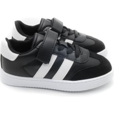 RAMBA DERİ GÖRÜNÜMLÜ MESH ASTARLI ÇOCUK SNEAKER - SİYAH - 4001 - 28