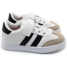 RAMBA DERİ GÖRÜNÜMLÜ MESH ASTARLI ÇOCUK SNEAKER - BEYAZ - 4002 - 30