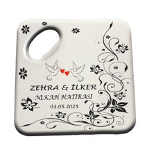 Nikah Nişan Özel Günler Için Kişiye Özel Kare Bardak Altlığı Magnet Açacak MG0023