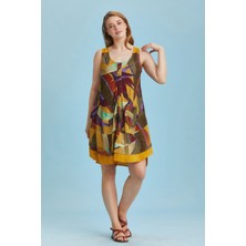 Cepli Etnik Desenli Büyük Beden Elbise