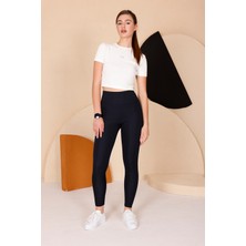 Kadın Lacivert Yüksel Bel Slim Fit Tayt - 3060