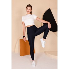 Kadın Lacivert Yüksel Bel Slim Fit Tayt - 3060