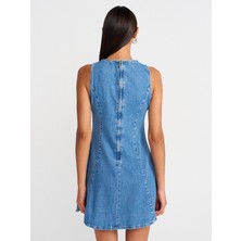 90559 Godeli Mini Elbise-Mavi
