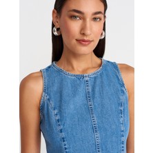 90559 Godeli Mini Elbise-Mavi