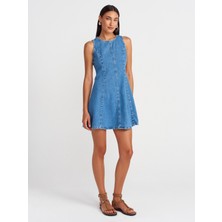 90559 Godeli Mini Elbise-Mavi