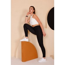 Kadın Siyah Yüksel Bel Slim Fit Tayt - 3060