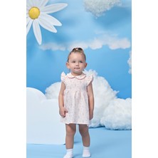 Kolları Fırfırlı Çiçek Desenli Kız Bebek Elbise