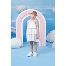 Kız Çocuk Askılı Fiyonklu Elbise