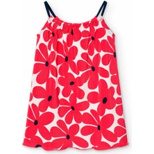 Çiçek Baskılı Askılı Kız Çocuk Elbise