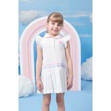 Kız Çocuk Bebe Yaka Fırfır Kollu Örme Elbise