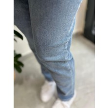 Mom Jeans Düz Kot Pantolon 0291