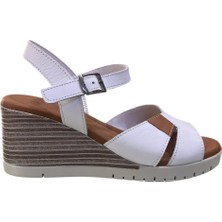 Orijinal Pandora 3405 Ortopedik Hakiki Deri Dolgu Topuklu Bayan Sandalet