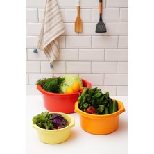 3 Boy Kalın Dayanıklı Plastik Badya Seti – Çok Amaçlı Salata / Yıkama / Saklama / Hazırlık Kabı
