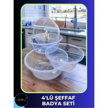 4 Boy Şeffaf Badya, Bulaşık Leğeni, Hamur Leğeni, Çok Amaçlı Badya 4'lü Badya Set