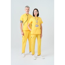 Çizgi Medikal Sarı Zero Best Likra Scrubs Takım Çift Yönlü Esnek Kumaş Doktor Hemşire Üniforması