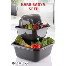 3'lü Kare Badya Seti Siyah