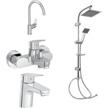 Artema Flow Round Lavabo Eviye Banyo Batarya Gms Karine Duş Seti