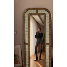 Phellos Dekoratif Hazeran Boy Aynası - Yatak Odası Rattan Ayna 70 cm x 170 cm