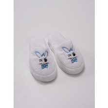 Ender Home Bunny Sevimli Pofuduk Terlik – %100 Pamuk Kaymaz Taban , Yüksek Su Emicilik