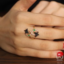 925 Ayar Gümüş Çemberli Kelebek Yüzük, Sarı