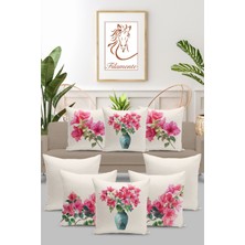 8 Li Çift Taraflı Dijital Baskı Kırlent Kılıfı Çiçek Desenli