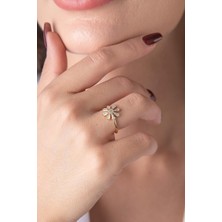 Fiyonk Kuyumculuk 14 Ayar Altın Taşlı Çiçek Yüzük