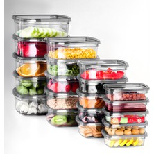 20'li Sızdırmaz Saklama Kabı Seti - Düzenleyici Organizer Erzak Kabı 5X(225-430-750-1220)ML Antrasit