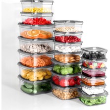 20'li Kare Sızdırmaz Saklama Kabı Seti - Düzenleyici Erzak Kabı 5X(275-500-850-1350)ML Antrasit